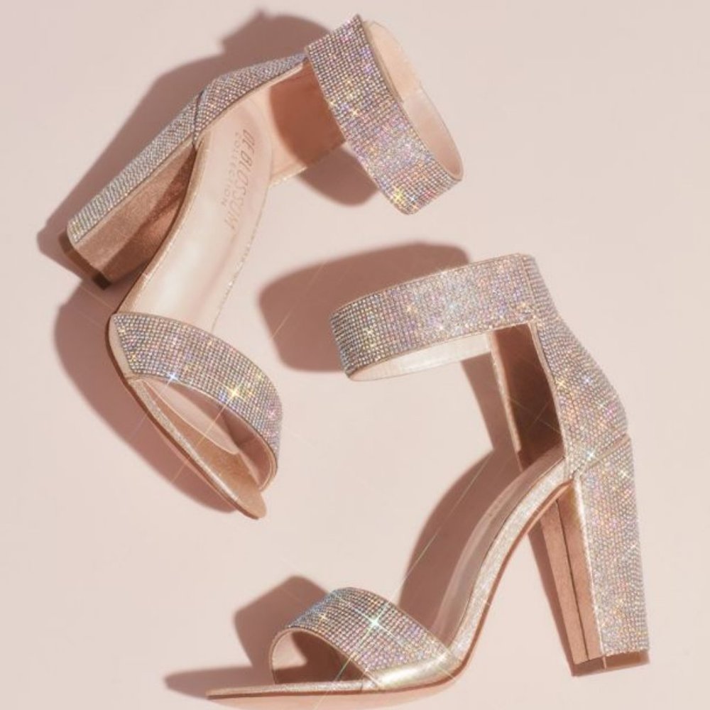 DE BLOSSOM RHINESTONE HEELS CELINA 16 NEW 7.5